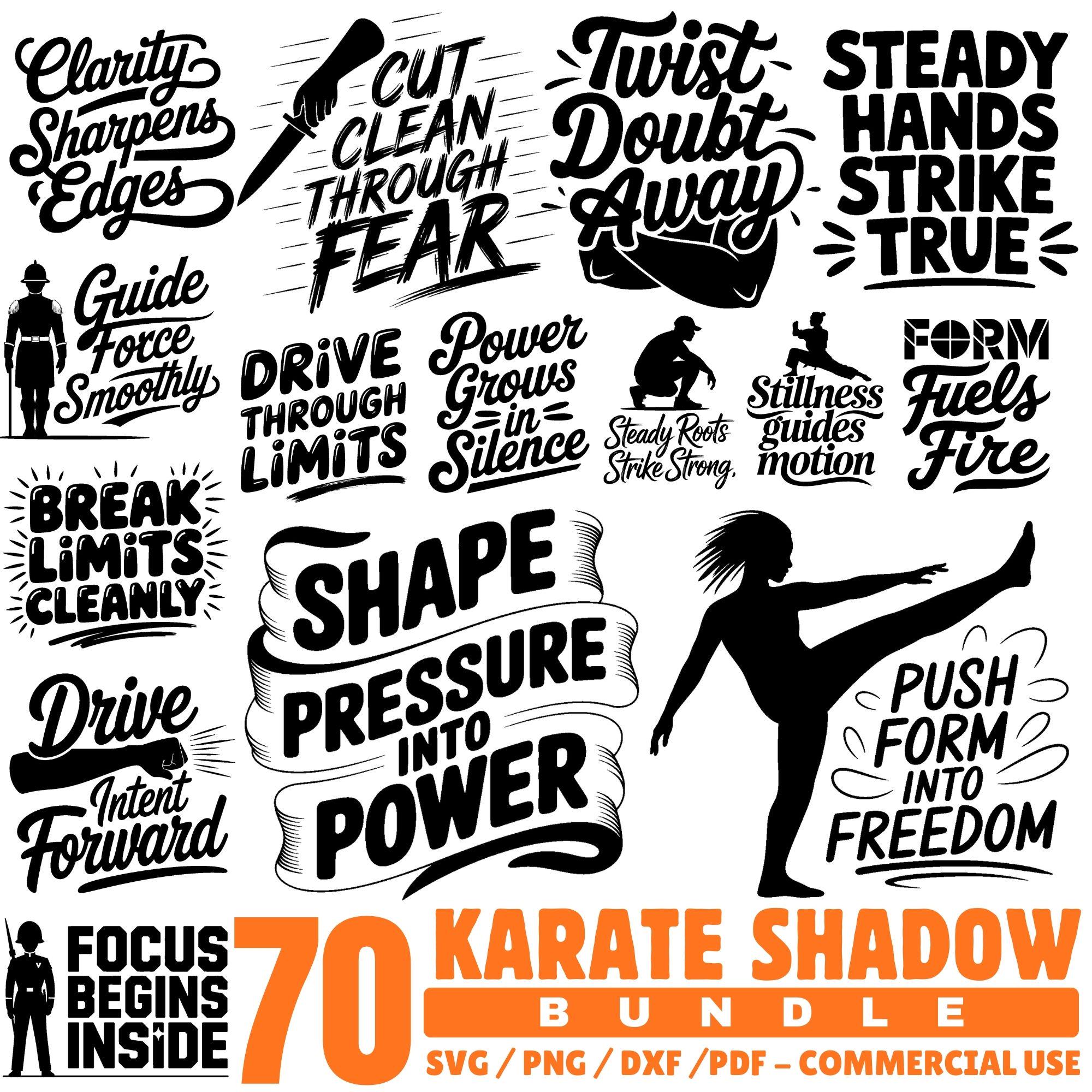 Shadow Fighter Vector Karate Shadow Fighter Svg Png Pdf & Dxf Bundle for Martial Arts Crafts ...