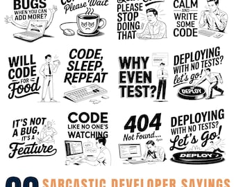 Sarkastische Programmierer Sprüche SVG Png Pdf & Dxf Bundle für Lustige Programmierer Geschenke sofort downloads