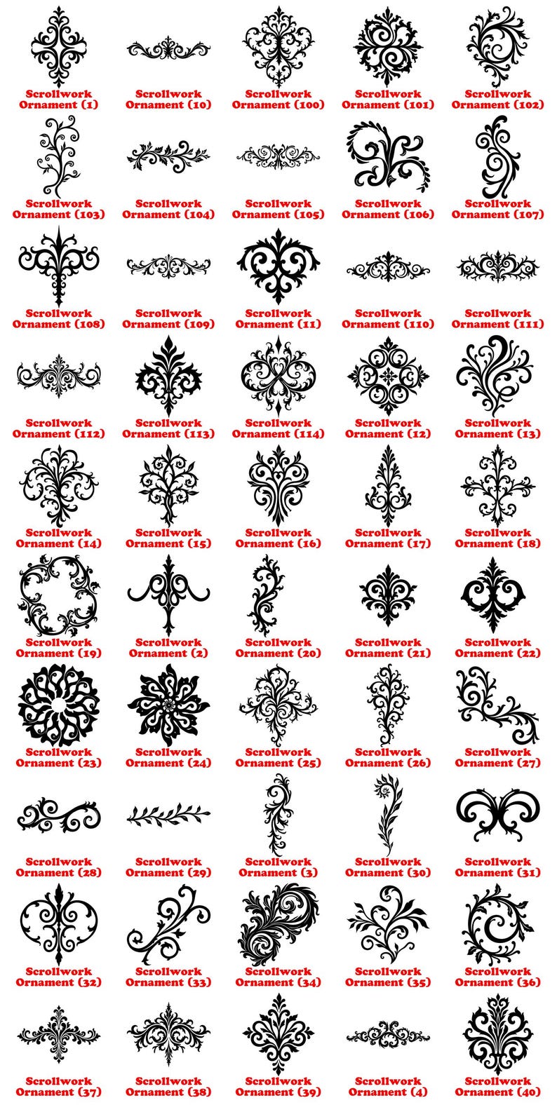 Scrollwork Ornaments Svg Png Pdf & Dxf Bundle for DIY Holiday Crafts ...