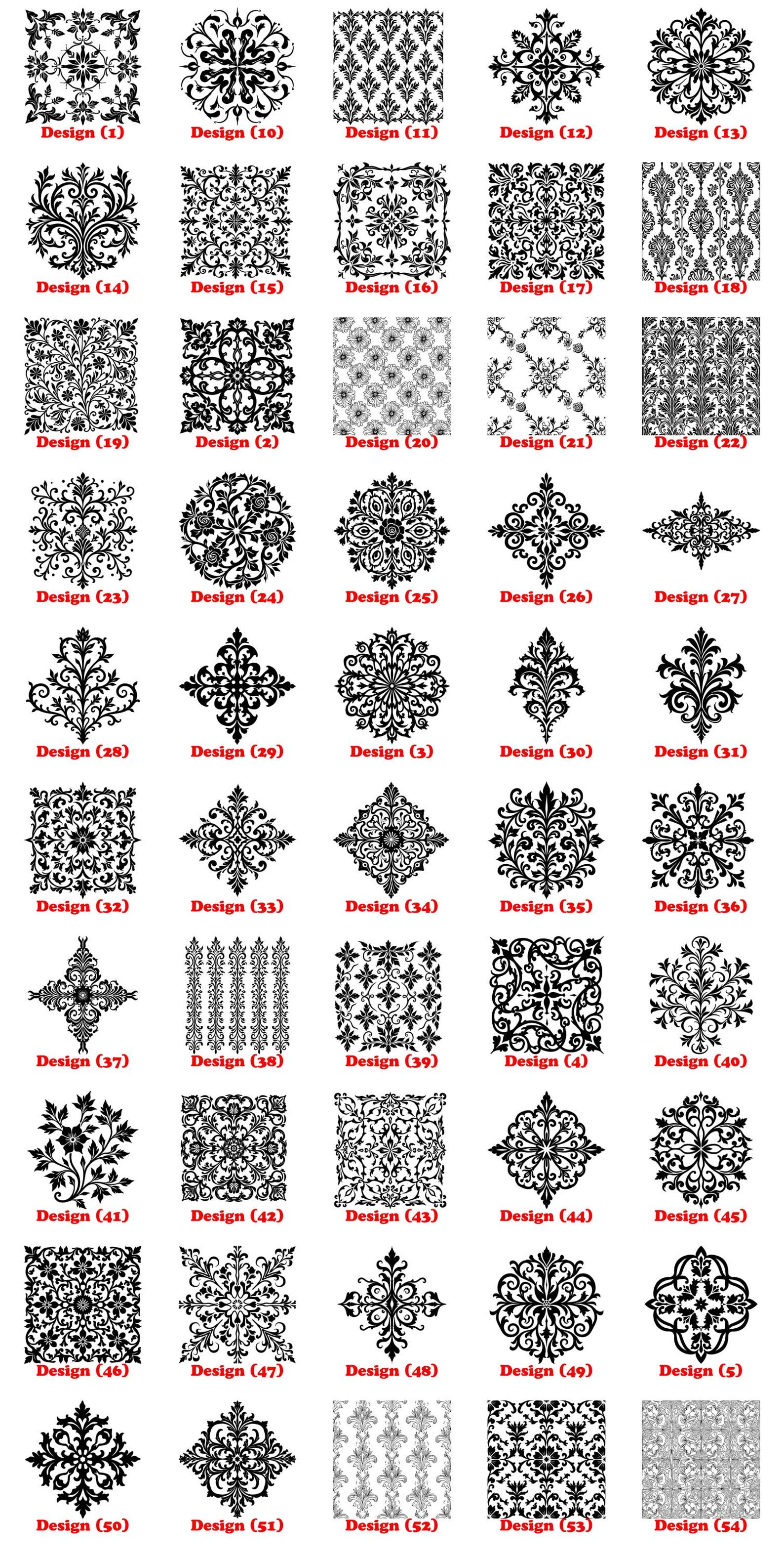 Floral Filigree Seamless Pattern Bundle (svg, Png, Pdf, Dxf) - Etsy