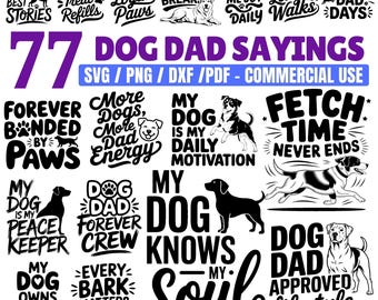 Lasergraverade filer Hund pappa ordspråk Svg Png Pdf & Dxf Bundle direktnedladdningar