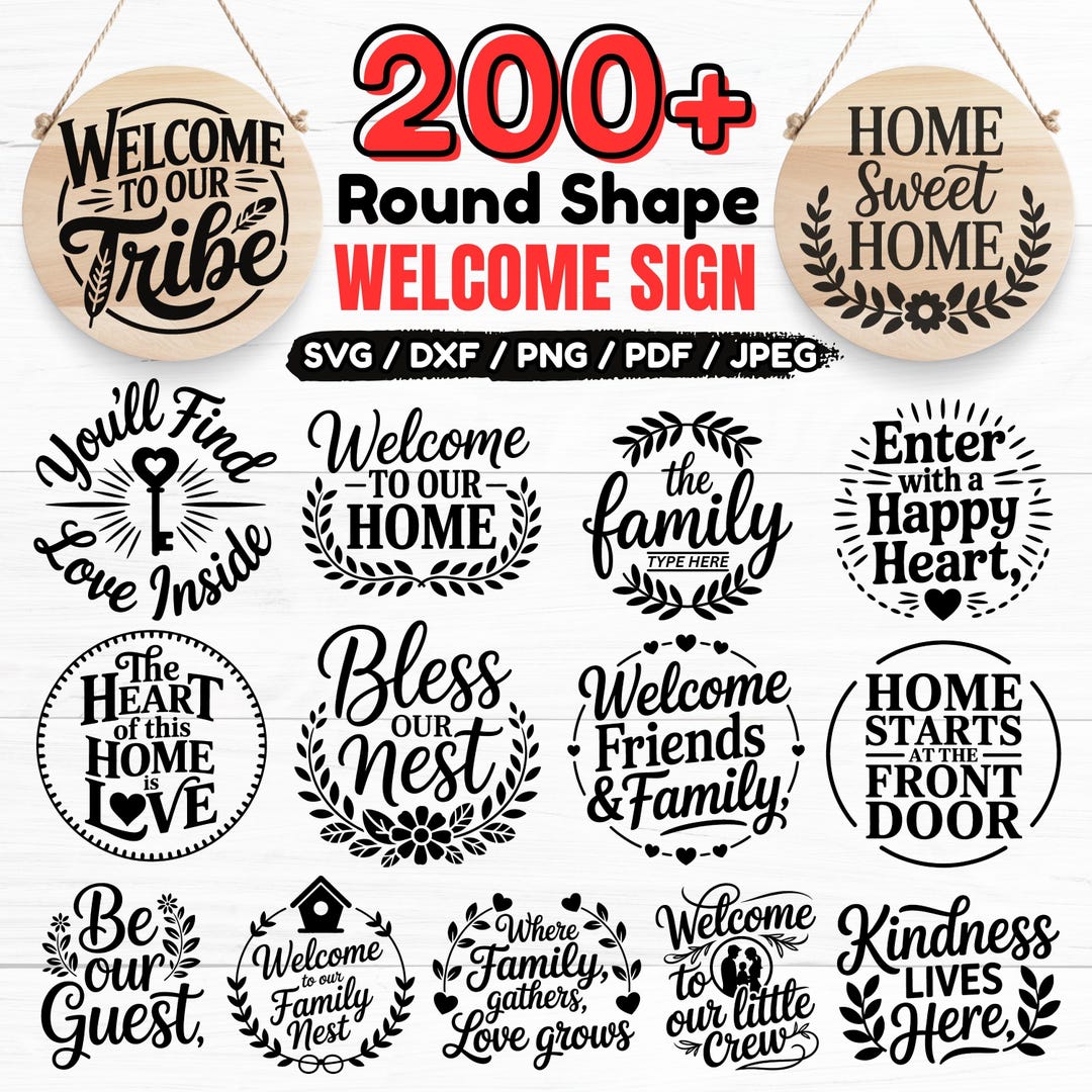 Family Name Monogram SVG Bundle: Round Welcome Sign, Home Decor ...