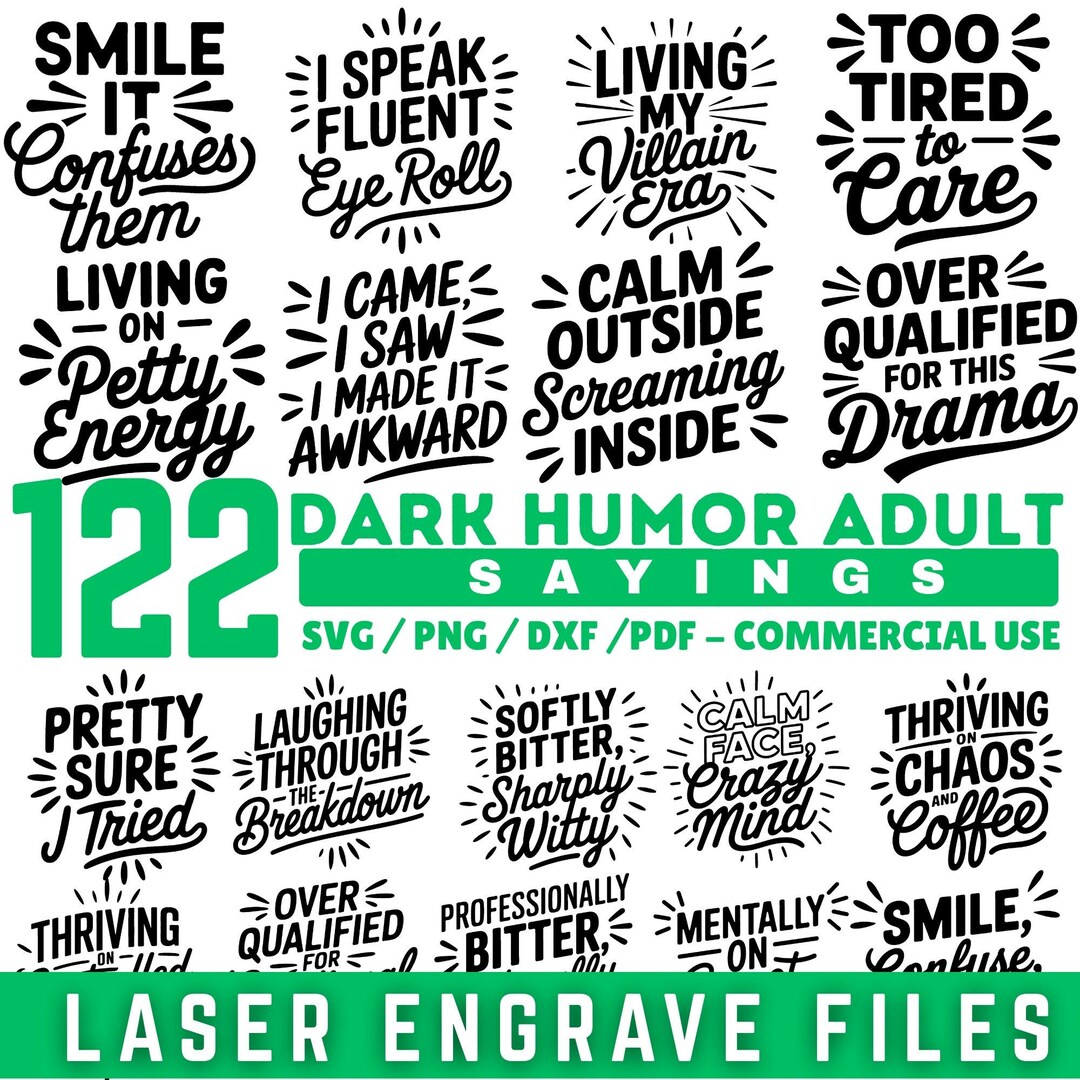 Laser Engrave Files Dark Humor Adult Sayings Svg Png Pdf & Dxf Bundle ...