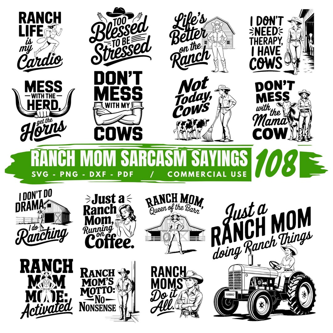 Intagram Ranch Mom Ranch Mom Sarcasm Sayings Svg Png Pdf & Dxf Bundle for DIY Shirts ...