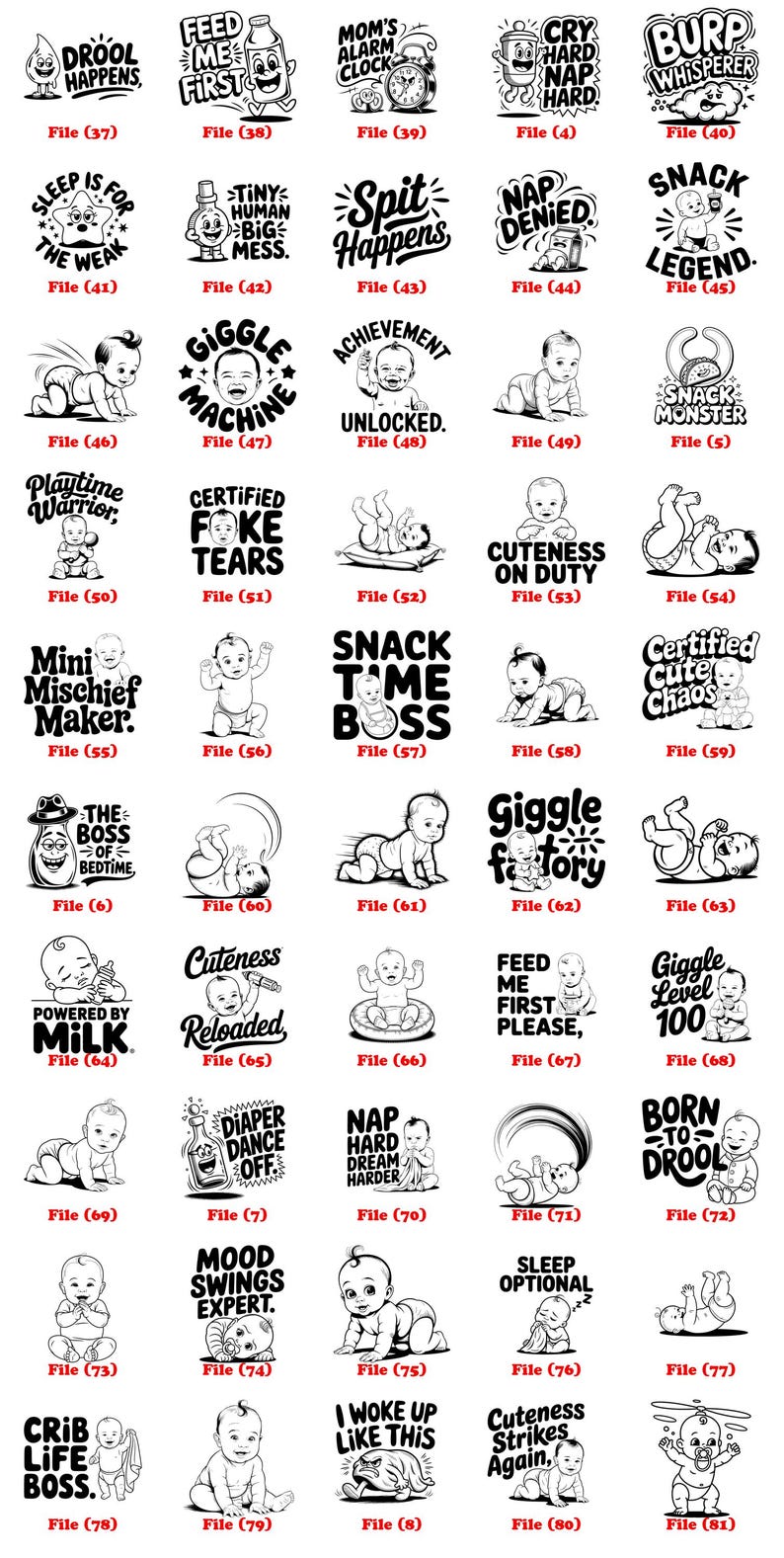 Baby Humor Sayings Svg Png Pdf & Dxf Bundle Funny Baby Quote Designs ...