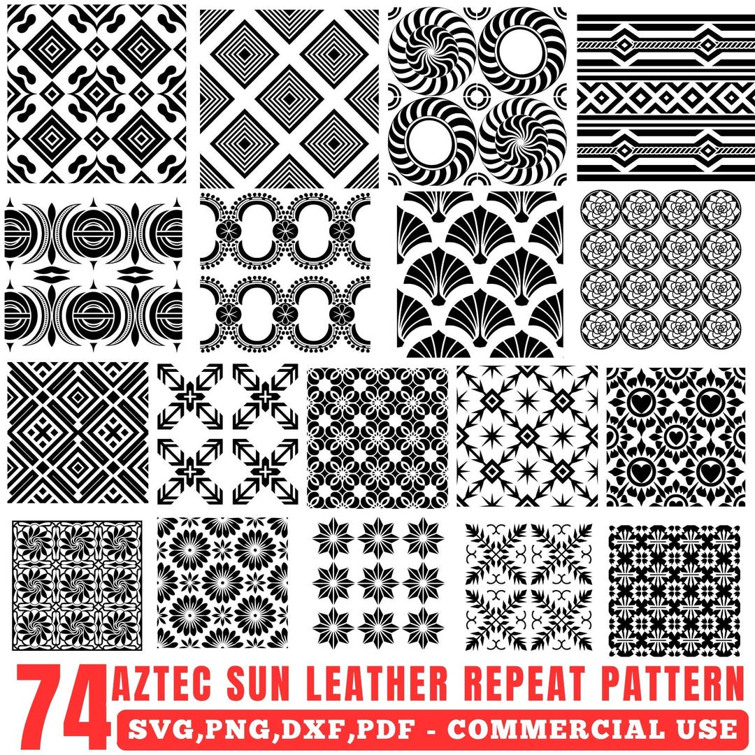 Aztec Sun Leather Repeat Pattern Svg Png Pdf & Dxf Bundle Instant ...