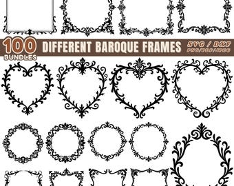 Baroque Frame SVG Bundle, Ornate Vintage Borders Svg Png Pdf & Dxf Bundle instant downloads