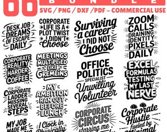 Pakiet Svg Png PDF i DXF z zabawnymi materiałami biurowymi do natychmiastowego pobrania