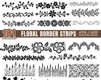 Pakiet kwiatowy z paskami w formacie SVG, PNG, PDF i DXF do natychmiastowego pobrania dla rękodzieła i dekoracji Cricut