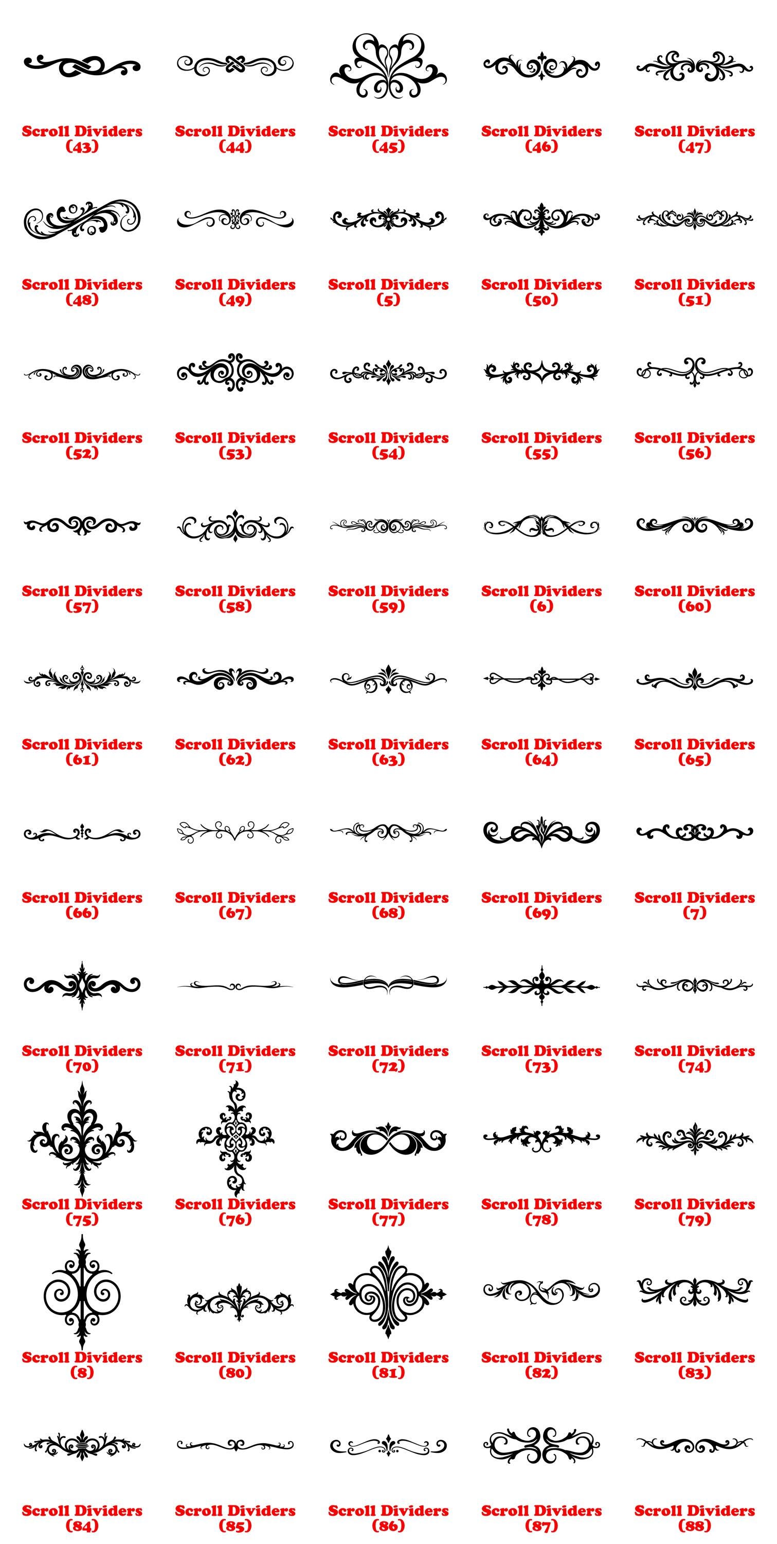 Scroll Dividers Svg Png Pdf & Dxf Bundle for Cricut and Silhouette ...