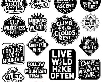 Mountain Escape Sayings SVG Bundle, Adventure Cabin Quotes, Hiking & Nature Designs, instant downloads