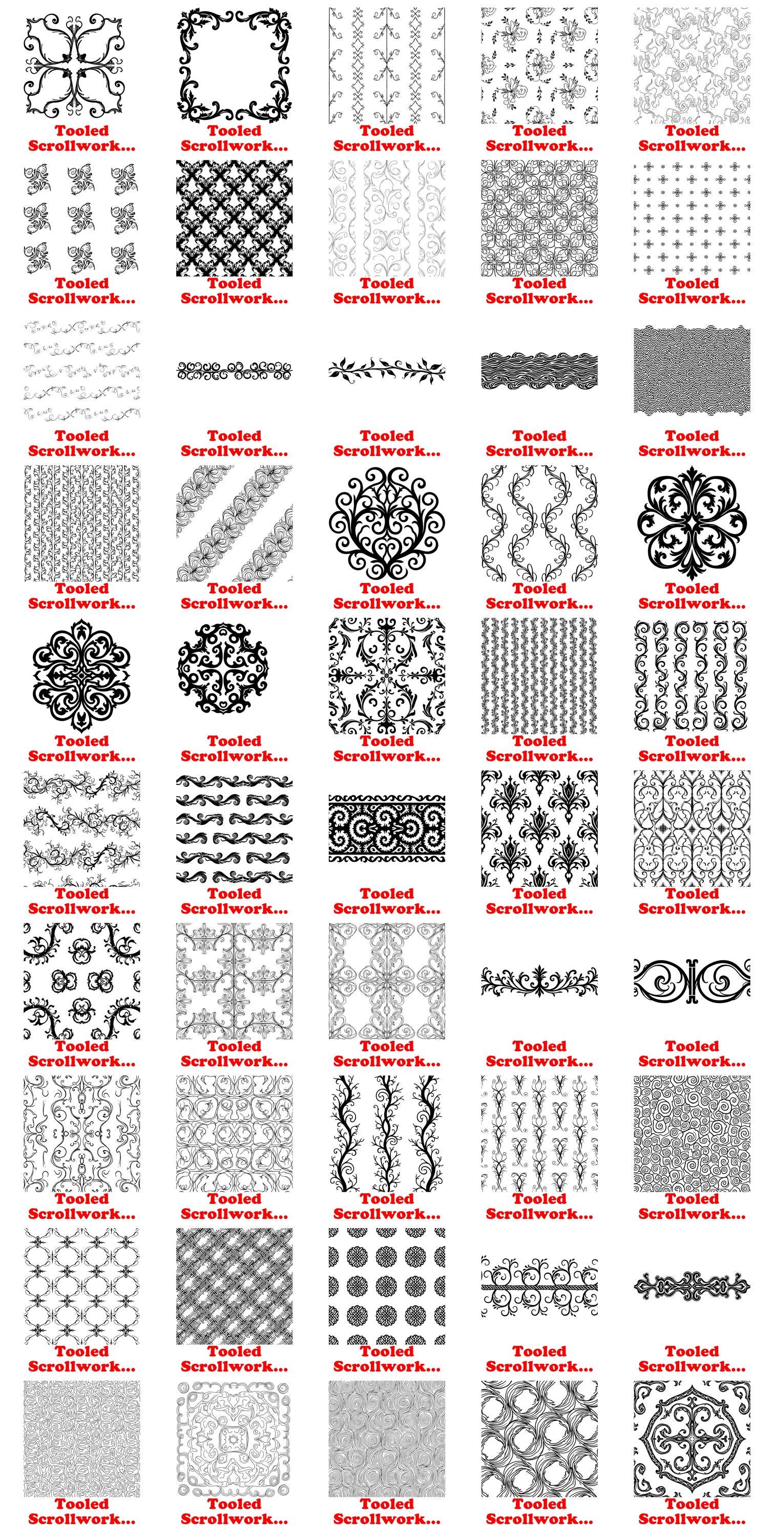 Tooled Scrollwork Pattern Bundle (svg, Png, Dxf, Pdf) (commercial Use ...