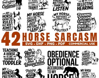 Horse Sarcasm SVG Bundle Funny Equestrian Quotes Western Horse Designs for Cricut instant downloads