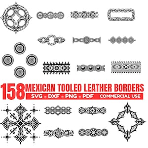 Mexikanische Punzierte Lederborte SVG Bundle, Western Floral Rollrahmen & Saddle Style Designs, sofortige Downloads