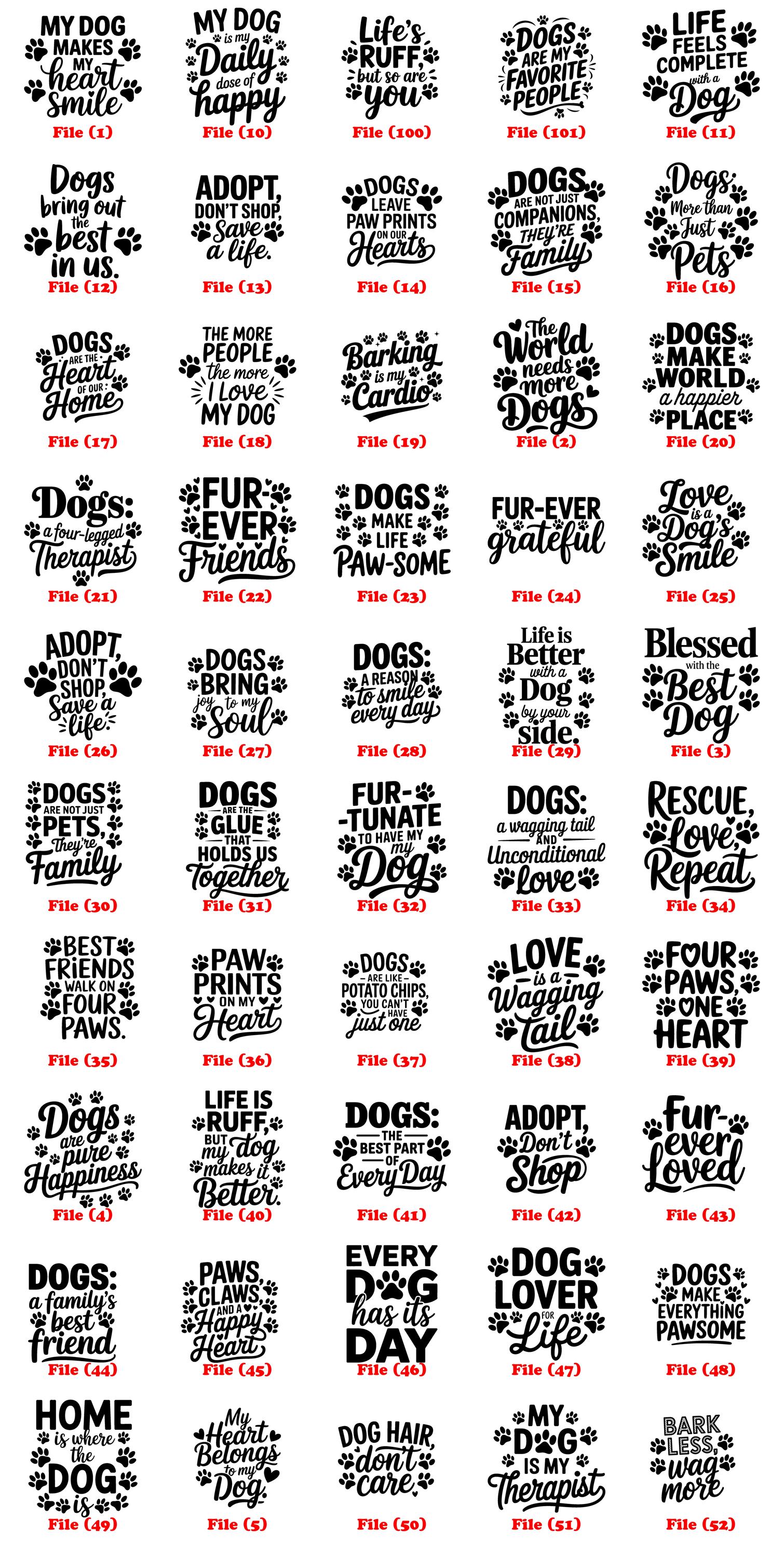 Laser Engrave Files Dog Quotes Svg Png Pdf & Dxf Bundle for Wood ...