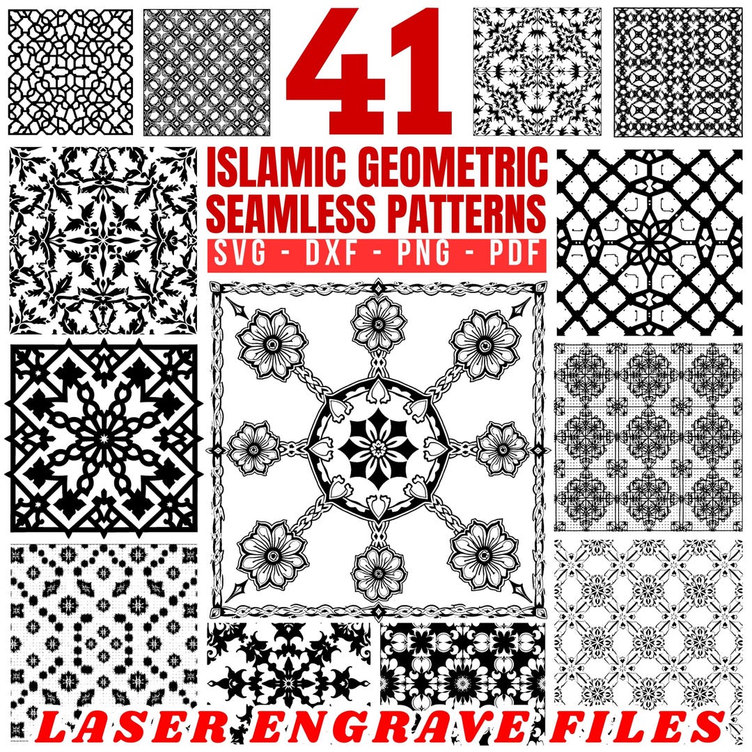 Islamic Geometric Patterns | Laser Engrave SVG, PNG, PDF (digital Files ...