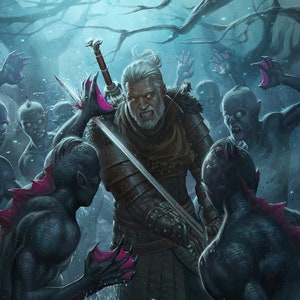 Handmade oil painting on cotton canvas on demand, rolled stretched or framed, Video Games - The Witcher Geralt of Rivia fan art 9 portrait