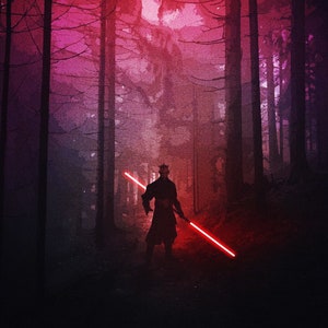 Handmade Darth Maul Oil Painting: Sci-Fi Zabrak Sith Star Wars Fan Art
