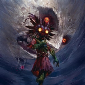 Handmade oil painting on cotton canvas on demand, rolled stretched or framed, Video Games - Zelda Majora&#39;s Mask 11 wallart fan art Skull Kid
