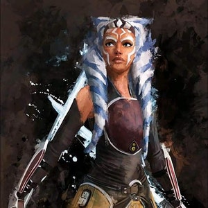Handmade oil painting on cotton canvas on demand, rolled stretched or framed, Sci Fi-Orange girl stylized portrait fan art wall artwork jedi