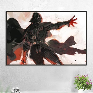 Dipinto a olio fatto a mano su tela di cotone su richiesta, arrotolato, teso o incorniciato, Fan art di Fan Fi - Darth Vader 5 fan art da parete Sith Manga