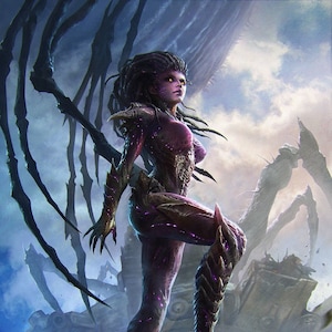 Handmade oil painting on cotton canvas on demand, rolled stretched or framed, Video Games - Starcraft Kerigan Zerg Queen 6 wall art fan art