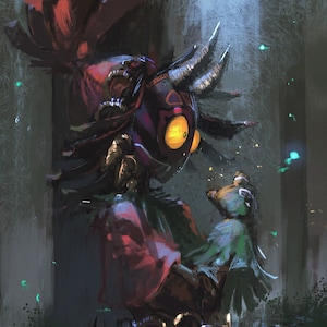 Handmade oil painting on cotton canvas on demand, rolled stretched or framed, Video Games - Zelda Majora&#39;s Mask 8 wallart fan art Skull Kid