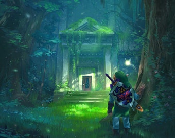 Handmade oil painting on cotton canvas on demand, rolled stretched or framed, Video Games - Zelda Ocarina of Time 12 fan art wall Dungeon