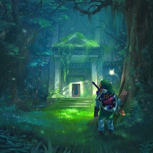 Handgemachtes Ölgemälde auf Baumwoll-Leinwand, gestreckt, gerollt, gespannt oder gerahmt, Videospiele - Zelda Ocarina of Time 12 fan art Wand Dungeon