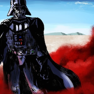 Dipinto ad olio fatto a mano su tela di cotone su richiesta, arrotolato o incorniciato, Fantascienza - Darth Vader fan art 1 fan art wall artwork Sith Manga