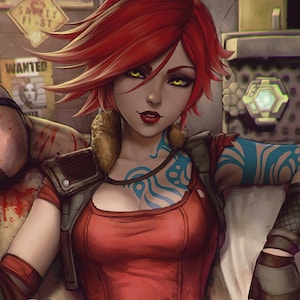 Pintura a óleo feita à mão sobre tela de algodão sob demanda, enrolada esticada ou emoldurada, Video Games - Borderlands pôster 6 arte de parede fan art Lilith