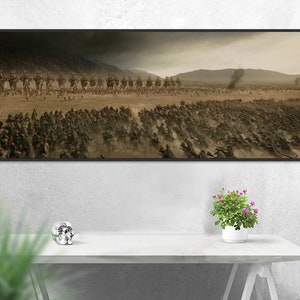 Handmade oil painting on cotton canvas on demand, rolled stretched or framed, Fantasy - Rohirrim charging in Pelennor Fields 4 wall fan art