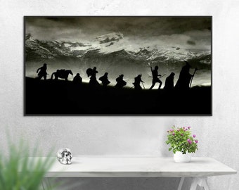 Handmade oil painting on cotton canvas on demand, rolled stretched or framed, Fantasy-Group of people beautiful landscape 2 fan art wall art