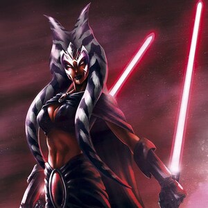 Handmade oil painting on cotton canvas on demand, rolled stretched or framed, Sci Fi - Orange girl bad master sexy fan art wall artwork sith