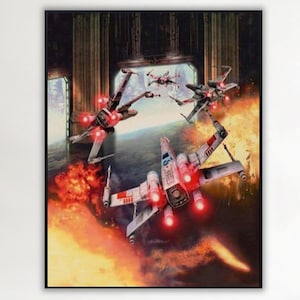 Handmade oil painting on cotton canvas on demand, rolled stretched or framed, Sci Fi -X Wing 1 fan art wall artwork Tatooine Rebels starship
