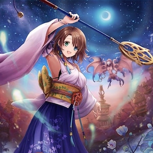 Handmade oil painting on cotton canvas on demand, rolled stretched or framed, Video Games - Final Fantasy Yuna 2 wall art fan art portrait