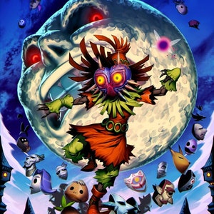 Handmade oil painting on cotton canvas on demand, rolled stretched or framed, Video Games - Zelda Majora&#39;s Mask 4 wallart fan art Skull Kid