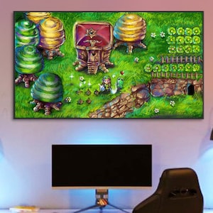 Handmade oil painting on cotton canvas on demand, rolled stretched or framed, Video Games -Zelda A Link to the Past 2 fan art wallart screen