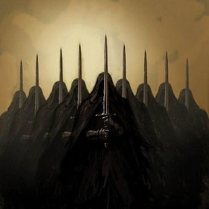 Handmade oil painting on cotton canvas on demand, rolled stretched or framed, Fantasy -Nine black knights fan art wall artwork Ulairi Angmar