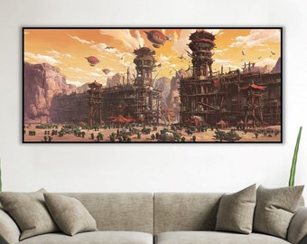 Handmade oil painting on cotton canvas on demand, rolled stretched or framed, World of Warcraft - Orgrimmar assault 1 fan art wall artwork
