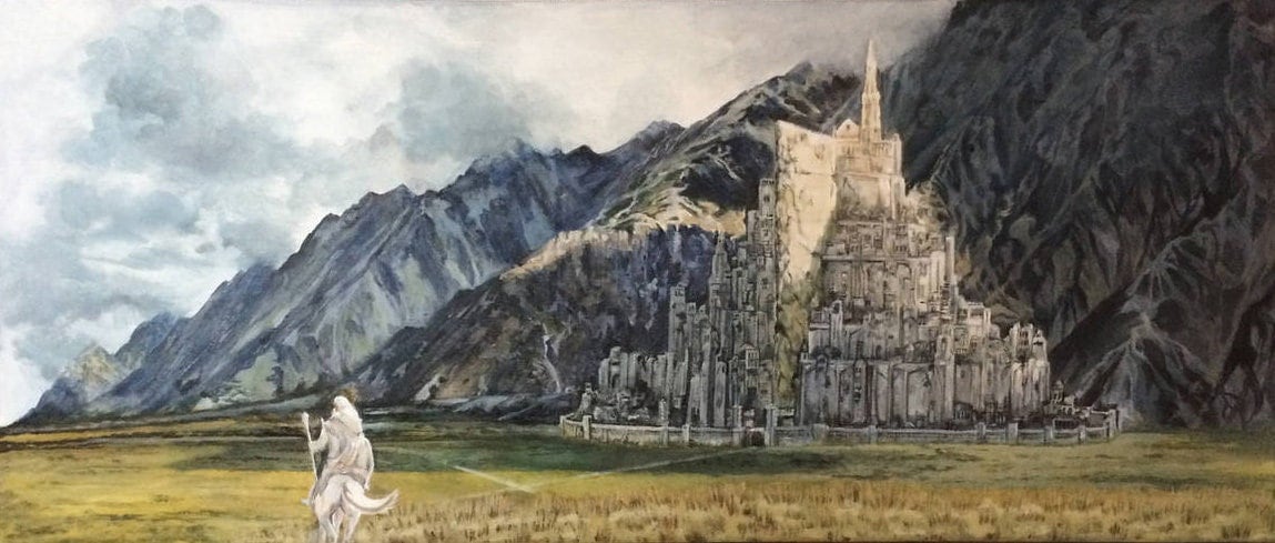 Download A Beautiful Panorama of Minas Tirith in Middle-Earth