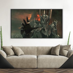 Handmade oil painting on cotton canvas on demand, rolled stretched or framed, Fantasy - Dark lord with jowels portrait fan art Mairon Zigúr