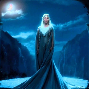 Handmade oil painting on cotton canvas on demand, rolled stretched or framed, Fantasy - The elven queen in elven city fan art wall artwork