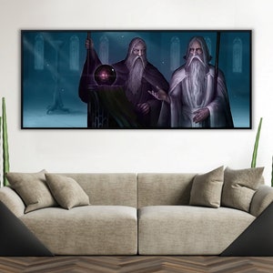 Handmade oil painting on cotton canvas on demand, rolled stretched or framed, Fantasy - 2 witches 1 ball  fan art portrait wall artwork