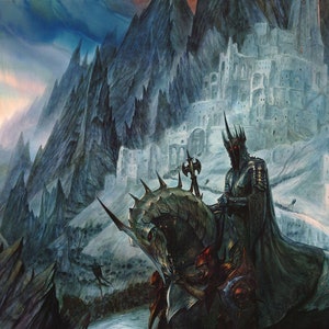 Handmade oil painting on cotton canvas on demand, rolled stretched or framed, Fantasy - Dark Lord 2 fan art wall art Ulairi Angmar Sauron