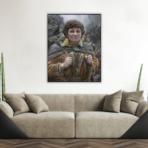 Handmade oil painting on cotton canvas on demand, rolled stretched or framed, Fantasy - Brave half man portrait fan art wall art Sam Shire