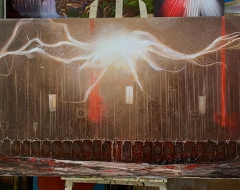 Handmade oil painting on cotton canvas on demand, rolled stretched or framed,Diablo - Tyrael portrait 1 wings Archangel fan art wall artwork