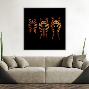 Handmade oil painting on cotton canvas on demand, rolled stretched or framed, Sci Fi-Orange girl head tails design evolution fan art wallart