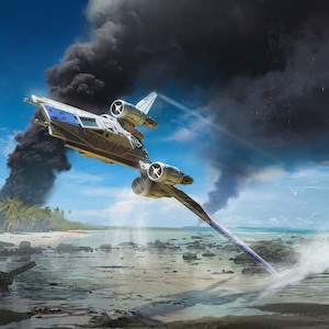 Handmade oil painting on cotton canvas on demand, rolled stretched or framed, Sci Fi - U Wing spaceship fan art wall artwork X Y wing