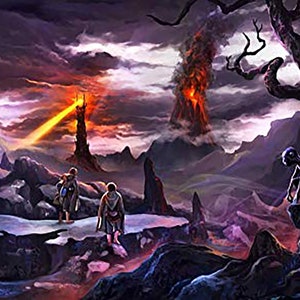 Handmade oil painting on cotton canvas on demand, rolled stretched or framed, Fantasy - Brave half men at ash fields Morgoroth fan wall art